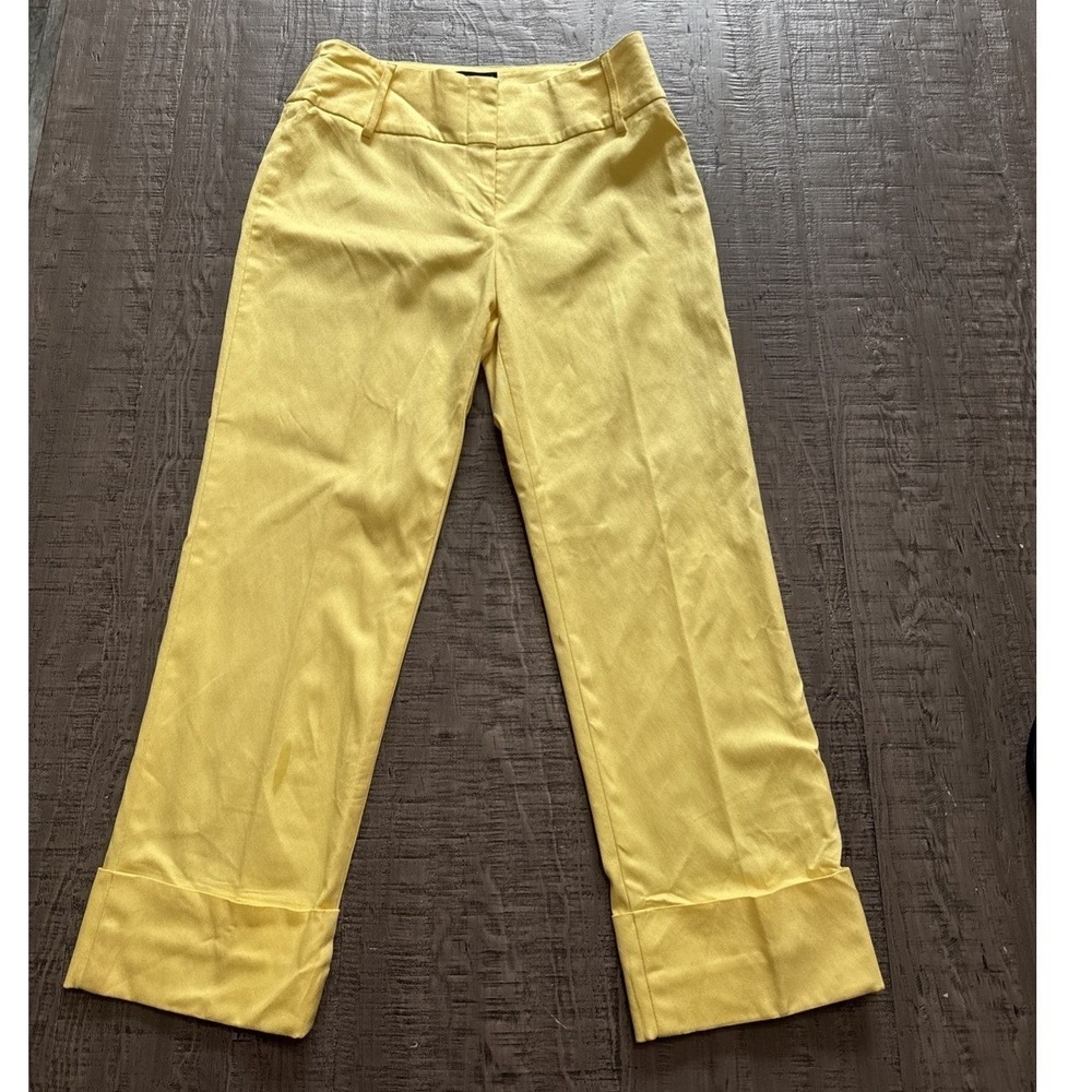 Y2K Bebe Yellow crop pants made in USA size 4‎ Stretch High Waist